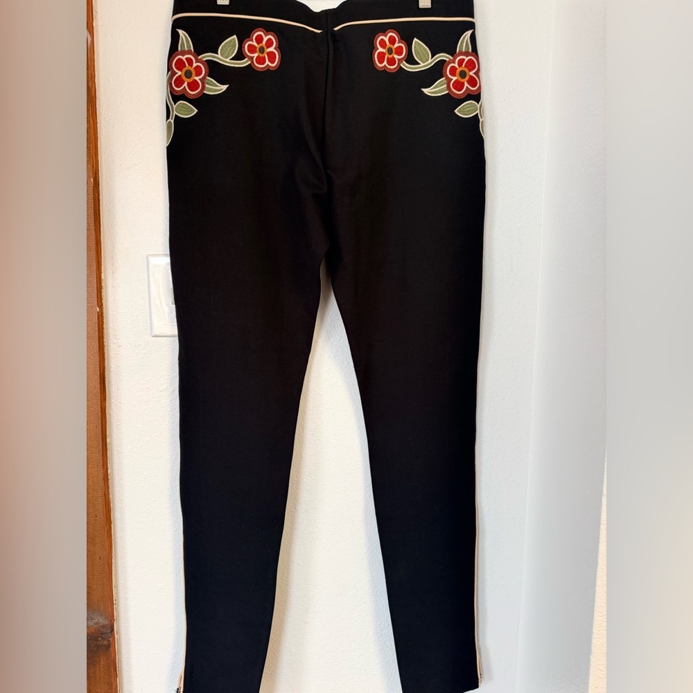 Double D Ranch Black Leggings with Red Floral Embroidery - Picture 2 of 2